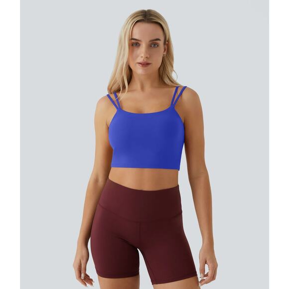 Halara Double Straps Backless Twisted Cropped Yoga Pilates Tank Top Night Sky S - Picture 3 of 6